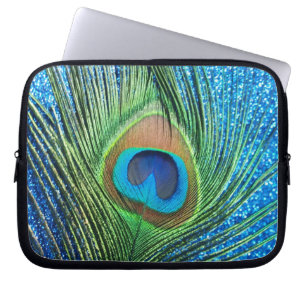 Glittery Blue Peacock-stilstand Laptop Sleeve