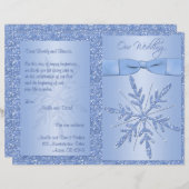 Glittery Blue Snowflake Programme de mariage (Devant / Derrière)