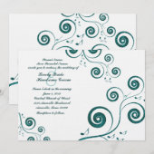 Glittery Blue Swirls Music Wedding Invitation Kaart (Voorkant / Achterkant)