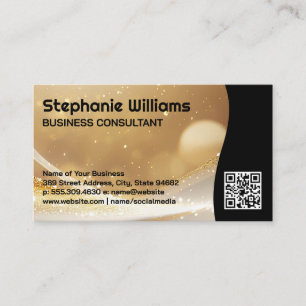 Glittery Boke (goudsparkle) QR-code Visitekaartje