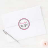 Glittery Dark Pink & Silver Retouradres Ronde Sticker (Envelop)