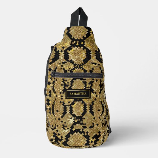 Glittery Dierlijke Huiddruk Patroon Aangepast Mono Sling Bag (Voorkant)