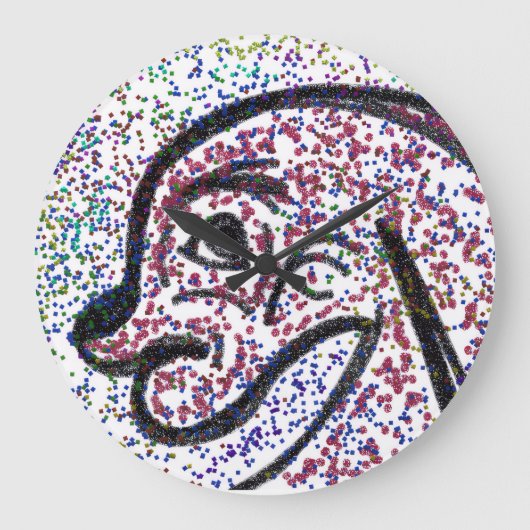 Glittery Dog Wall Clock Grote Klok (Voorkant)