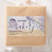 Glittery druppels cupcake-chef-banketbakkerij etiket (Insitu)