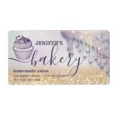 Glittery druppels cupcake-chef-banketbakkerij etiket (Voorkant)