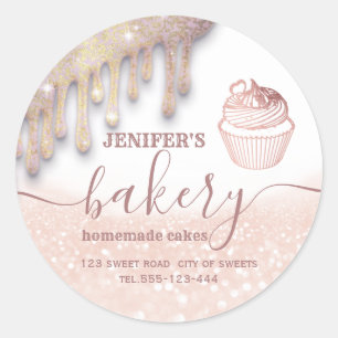Glittery druppels cupcake-chef-banketbakkerij ronde sticker