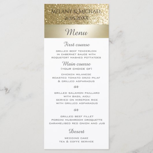 Glittery élégant menu de rayures dorées modernes (Devant)