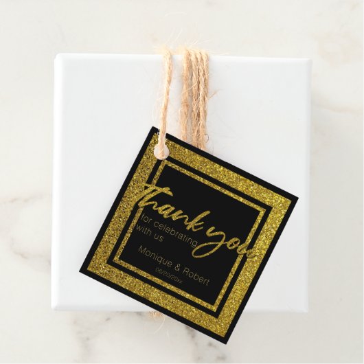 Glittery Faux Gold en Black Hartelijk dank voor uw Bedankjes Labels (In situ)