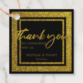 Glittery Faux Gold en Black Hartelijk dank voor uw Bedankjes Labels (Voorkant)