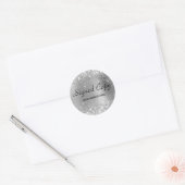 Glittery Faux Silver Foil Ondertekend Exemplaar me Ronde Sticker (Envelop)