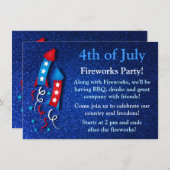 Glittery Fireworks Rocket, 4 juli, uitnodigingen (Voorkant / Achterkant)