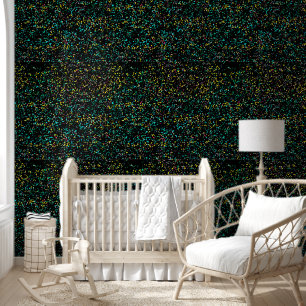 Glittery Galaxy Patterns Zwart Geel Multicolor Behang