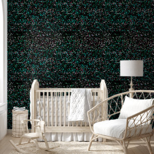 Glittery Galaxy Patterns Zwart Multicolor Trendy Behang