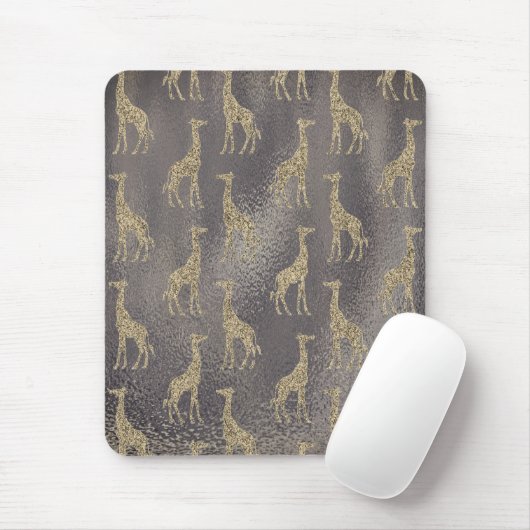 Glittery Giraffe op Glossy Grey Muismat (Met muis)
