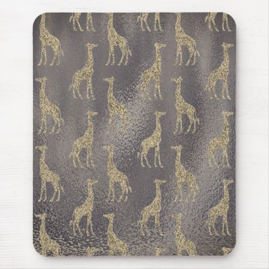 Glittery Giraffe op Glossy Grey Muismat (Voorkant)