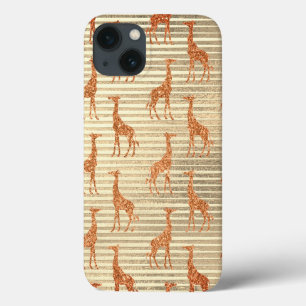 Glittery Giraffe op Gold Foil iPhone 13 Hoesje