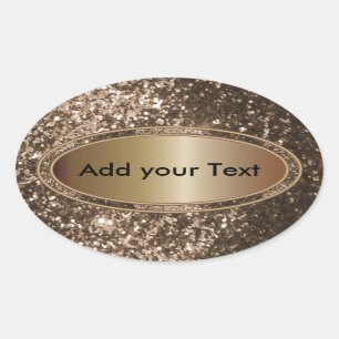 Glittery Glam Brown Sparkles Ovale Sticker