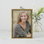 Glittery glam foto Graduparty Uitnodiging (Staand voorkant)