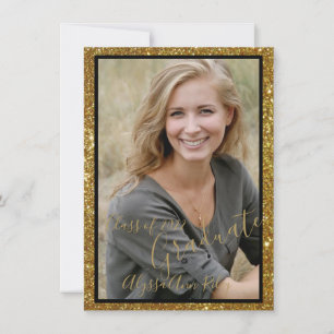 Glittery glam photo Graduation party Invitation