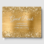 Glittery Gold and White 75th Birthday Gastenboek (Voorkant)