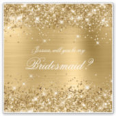 Glittery Gold Bridesmaid-voorstel Gift Box Sticker (Voorkant)