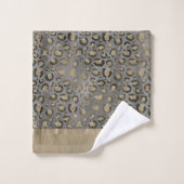 Glittery Gold Empreinte de léopard sur Glossy Grey (Gant de toilette)