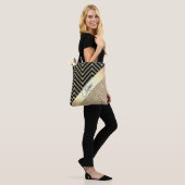 Glittery Gold en Black Chevron gepersonaliseerd Draagtas (Op model)