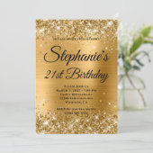 Glittery Gold Fancy monogram 21st verjaardag Kaart (Staand voorkant)