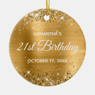 Glittery Gold Foil 21e verjaardag Keramisch Ornament