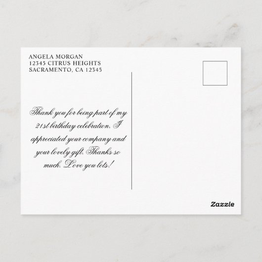 Glittery Gold Foil 21st Verjaardag Fancy Dank u Briefkaart (Achterkant)