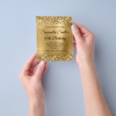 Glittery Gold Foil 40th Birthday Invite Flyer (Hand)