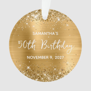 Glittery Gold Foil 50th Birthday Ornament