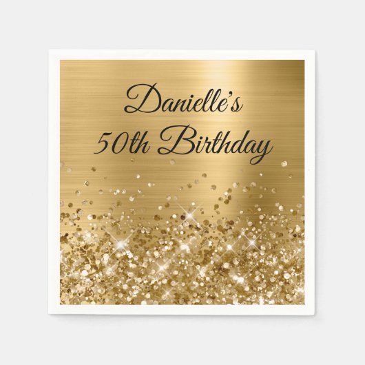 Glittery Gold Foil 50th Birthday Servet (Voorkant)