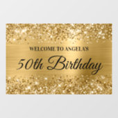 Glittery Gold Foil 50th Birthday Welkom Raamsticker (Vel)