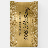 Glittery Gold Foil 50th Birthday Welkom Spandoek (Verticaal)