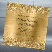 Glittery Gold Foil 80th Birthday Magnetische Uitnodiging