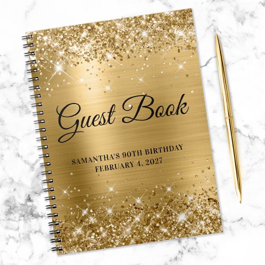 Glittery Gold Foil 90e Anniversaire Livre d'or