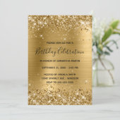 Glittery Gold Foil Birthday Celebration Kaart (Staand voorkant)
