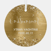 Glittery Gold Foil Birthday Party Glas Ornament (Achterkant)