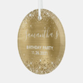 Glittery Gold Foil Birthday Party Glas Ornament (Voorkant links)