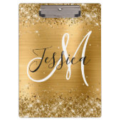 Glittery Gold Foil Black en White Monogram Klembord (Voorkant)