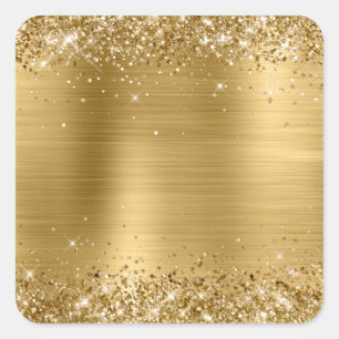 Glittery Gold Foil Blank Vierkante Sticker