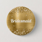 Glittery Gold Foil Bruidsmeisje Ronde Button 5,7 Cm (Voorkant)
