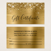 Glittery Gold Foil Cadeaubon Visitekaartje (Voorkant /achterkant)