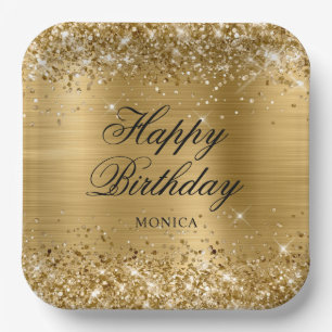 Glittery Gold Foil Fancy Happy Birthday Papieren Bordje