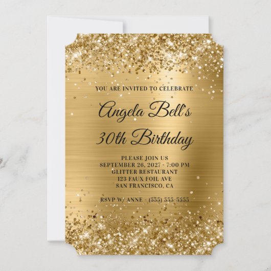 Glittery Gold Foil Fancy Monogram 30e verjaardag Kaart (Voorkant)