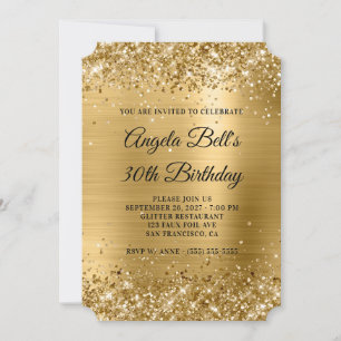 Glittery Gold Foil Fancy Monogram 30e verjaardag Kaart