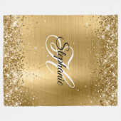 Glittery Gold Foil Fancy Monogram Fleece Deken (Voorkant (Horizontaal))