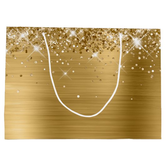 Glittery Gold Foil Fancy Monogram Hartelijk dank Groot Cadeauzakje (Achterkant)