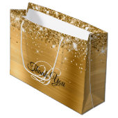 Glittery Gold Foil Fancy Monogram Hartelijk dank Groot Cadeauzakje (Voorkant Gekanteld)